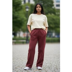Wild Fable Sweatpants XXS Wide Lig Fleece Lined Winter Baggy Burgundy Elastic